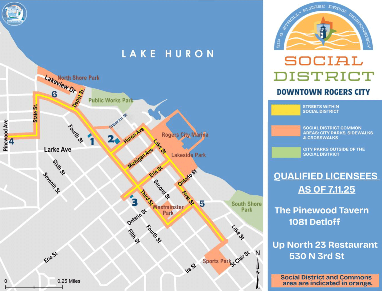 Rogers City Social District Map Rogers City Social District Map